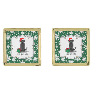 Christmas Santa Black Labrador Retriever Cute Cufflinks