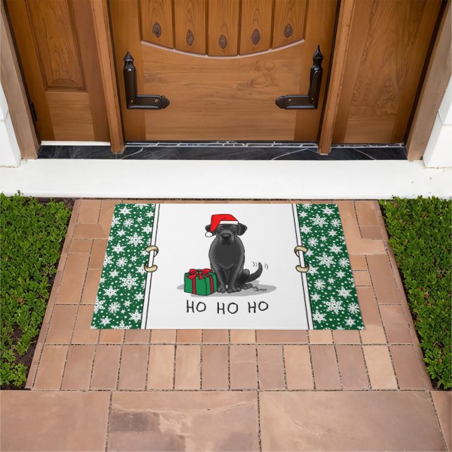 Christmas Santa Black Labrador Retriever Cute Doormat (Outdoor)