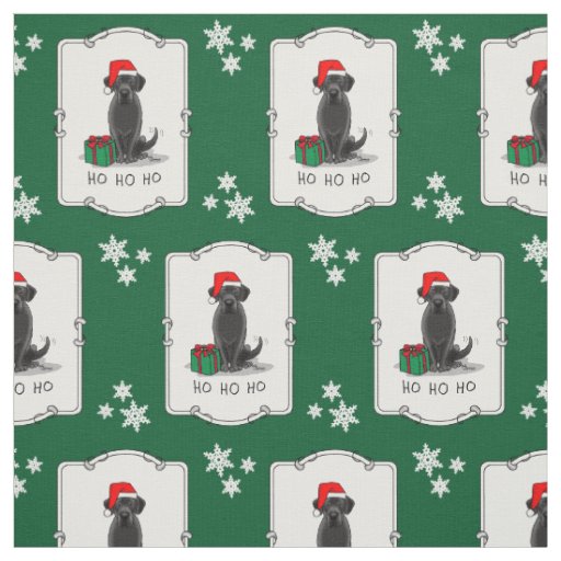Christmas Santa Black Labrador Retriever Cute Fabric