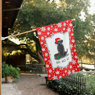 Christmas Santa Black Labrador Retriever Cute House Flag