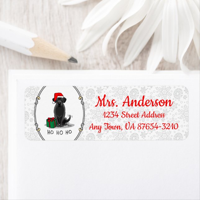 Christmas Santa Black Labrador Retriever Cute Label (Insitu)