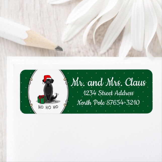 Christmas Santa Black Labrador Retriever Cute Label (Insitu)