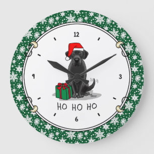 Christmas Santa Black Labrador Retriever Cute Large Clock