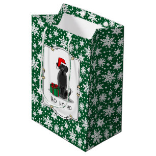 Christmas Santa Black Labrador Retriever Cute Medium Gift Bag