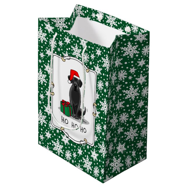 Christmas Santa Black Labrador Retriever Cute Medium Gift Bag (Front Angled)