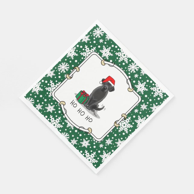 Christmas Santa Black Labrador Retriever Cute Napkins (Corner)