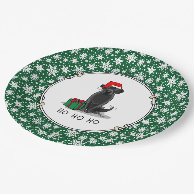 Christmas Santa Black Labrador Retriever Cute Paper Plates (Angled)