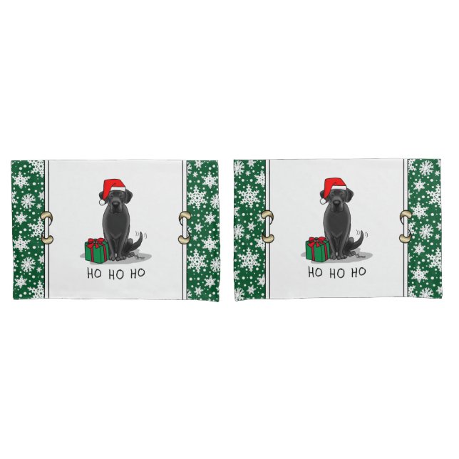 Christmas Santa Black Labrador Retriever Cute Pillow Case (Front-Set)