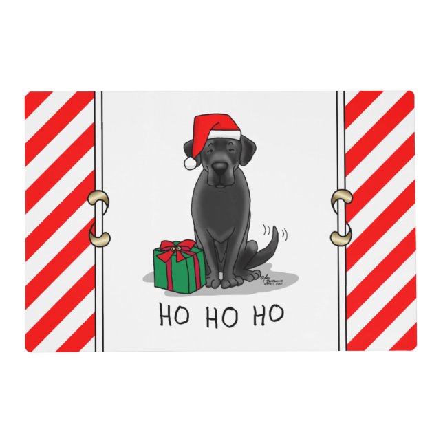 Christmas Santa Black Labrador Retriever Cute Placemat (Back)