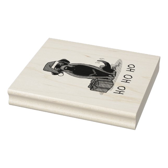 Christmas Santa Black Labrador Retriever Cute Rubber Stamp (Stamp)