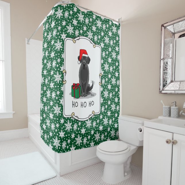 Christmas Santa Black Labrador Retriever Cute Shower Curtain (In Situ)