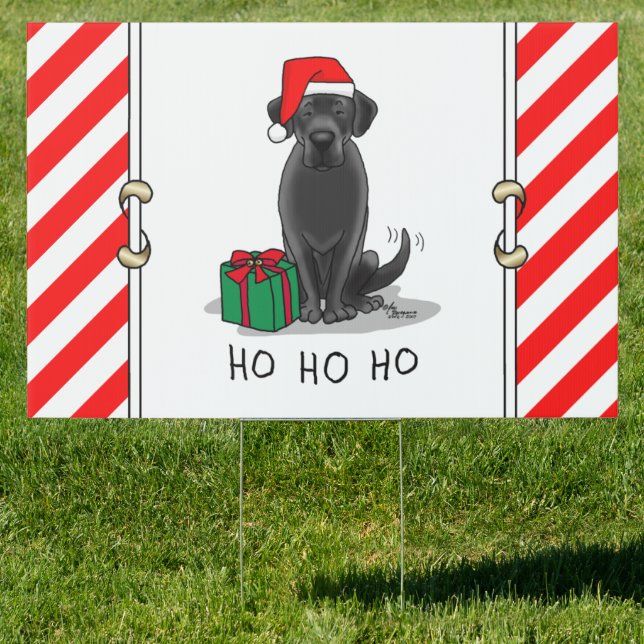 Christmas Santa Black Labrador Retriever Cute Sign (Insitu)