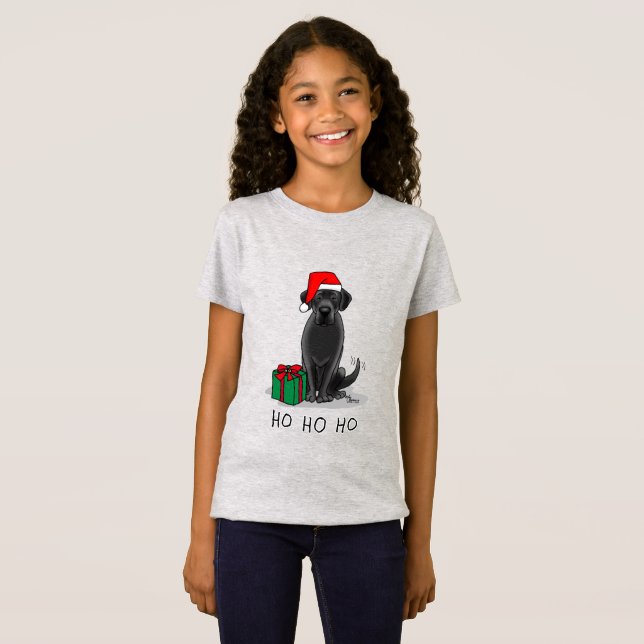 Christmas Santa Black Labrador Retriever Cute T-Shirt (Front Full)