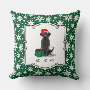 Christmas Santa Black Labrador Retriever Cute Throw Pillow
