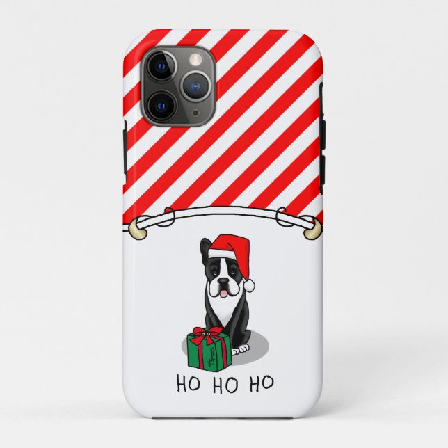Christmas Santa Boston Terrier (black) Cute Case-Mate iPhone Case (Back)