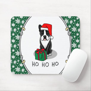 Christmas Santa Boston Terrier (black) Cute Mouse Pad