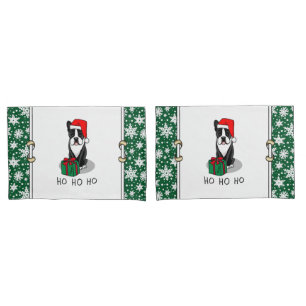 Christmas Santa Boston Terrier (black) Cute Pillow Case