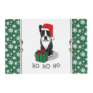Christmas Santa Boston Terrier (black) Cute Placemat
