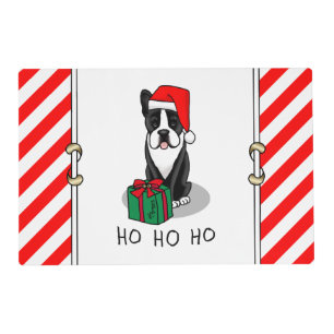 Christmas Santa Boston Terrier (black) Cute Placemat