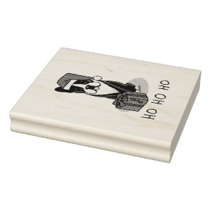 Christmas Santa Boston Terrier (black) Cute Rubber Stamp