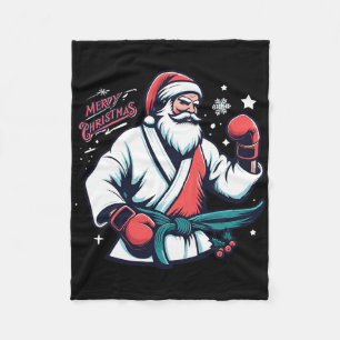 Christmas Santa Boxer Boxing Lover Kickboxing Mart Fleece Blanket