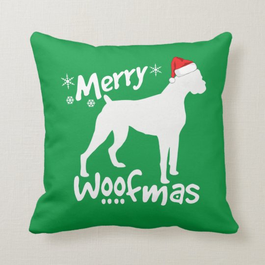 Christmas Santa Boxer Dog Merry Woofmas Throw Pillow Zazzle Com