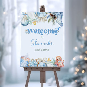 Christmas Santa Boy Baby Shower Welcome Sign