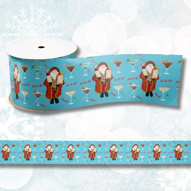 Christmas Santa Bringing Holiday Liquor   Satin Ribbon (Creator Uploaded)