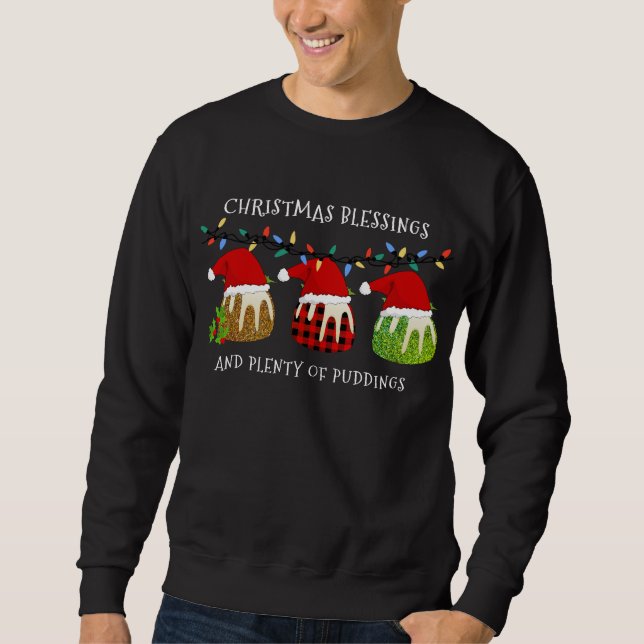 Christmas Santa Buffalo Glitter Pudding Sweatshirt (Front)