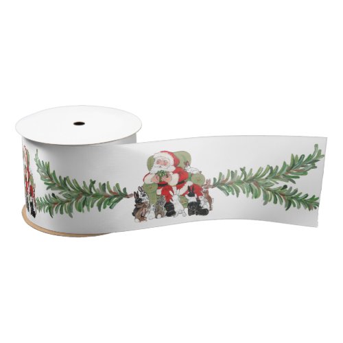 Christmas Santa Bunny Rabbit Lover Cute Wide Satin Ribbon