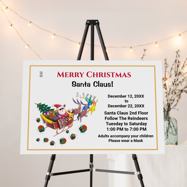 Christmas Santa Business Hours Sign Custom (In Situ (Stand))