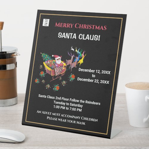 Christmas Santa Business Opening Hours Personalize Pedestal Sign