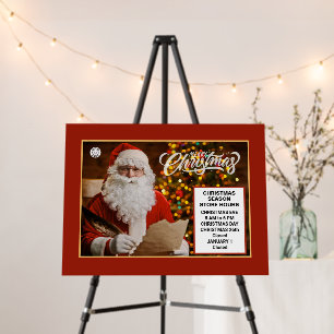Christmas Santa Business Store Hours Sign Custom