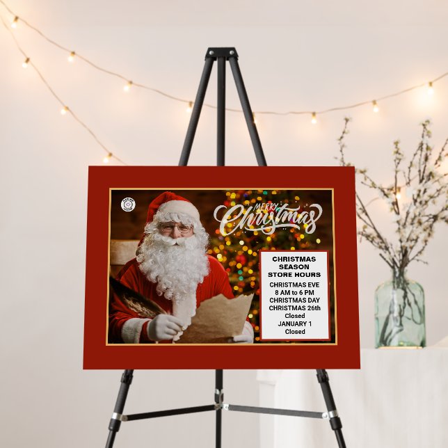 Christmas Santa Business Store Hours Sign Custom  (In Situ (Stand))