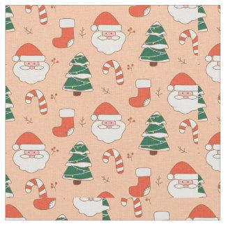 Christmas Santa, Candy Canes, and. Trees Fabric