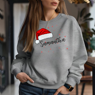 Christmas Santa Cap Custom name Family T-Shirt Tri-Blend Shirt