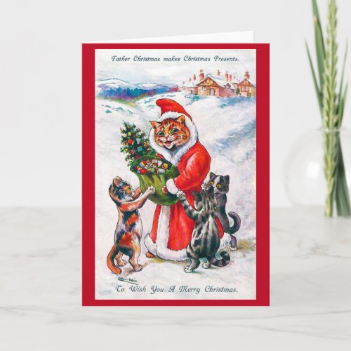 Christmas Santa Cat Louis Wain Card