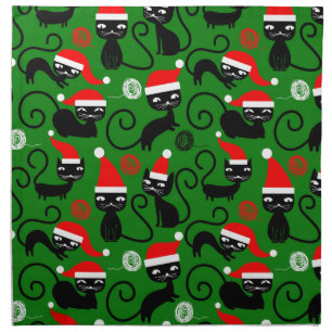 christmas santa cats napkin