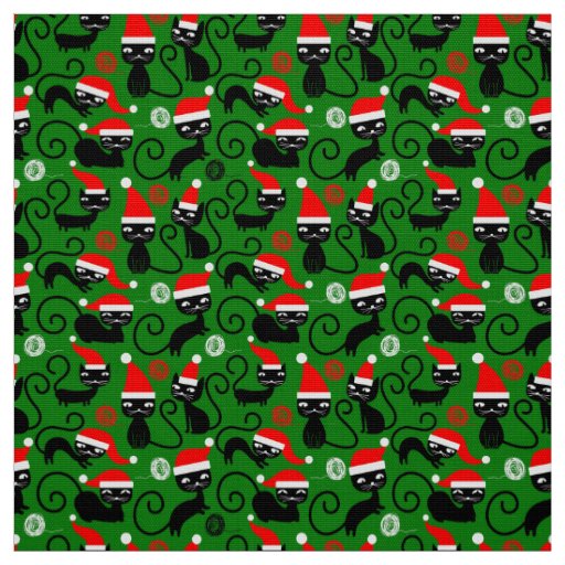 christmas santa cats xmas fabric