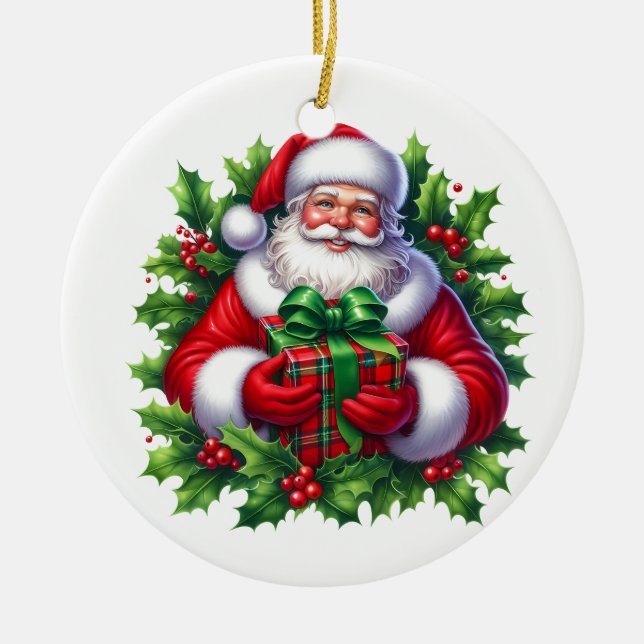 Christmas Santa Ceramic Ornament (Front)
