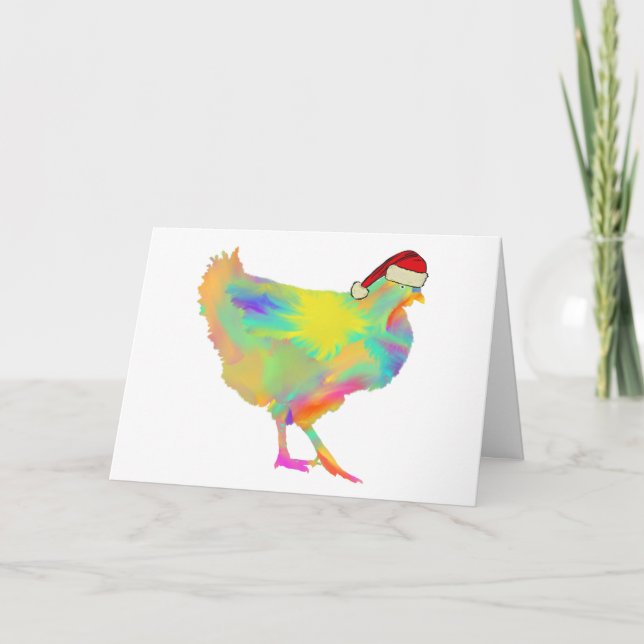 Christmas Santa Chicken Funny Festive Hen Humor Card (Front)