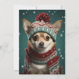 Christmas Santa Chihuahua Flat Holiday Card