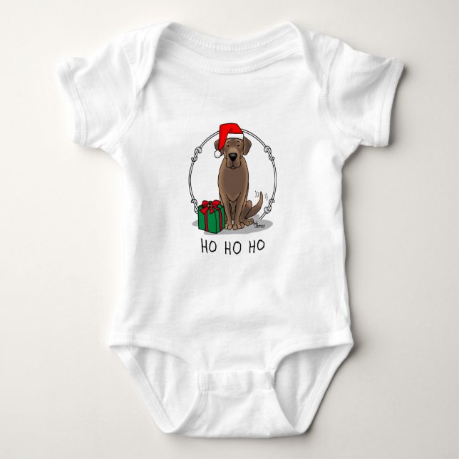 Christmas Santa Chocolate Labrador Retriever Cute Baby Bodysuit (Front)
