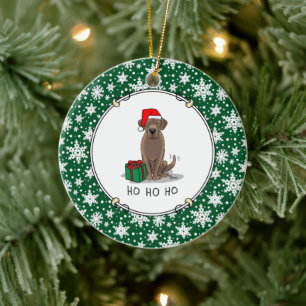 Christmas Santa Chocolate Labrador Retriever Cute Ceramic Ornament