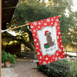 Christmas Santa Chocolate Labrador Retriever Cute House Flag