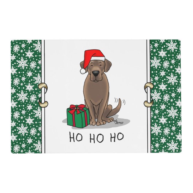 Christmas Santa Chocolate Labrador Retriever Cute Placemat (Front)