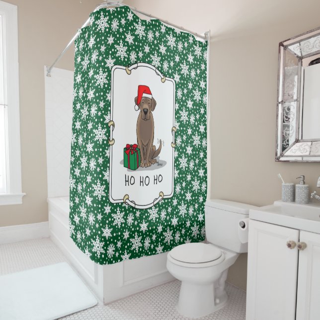 Christmas Santa Chocolate Labrador Retriever Cute Shower Curtain (In Situ)