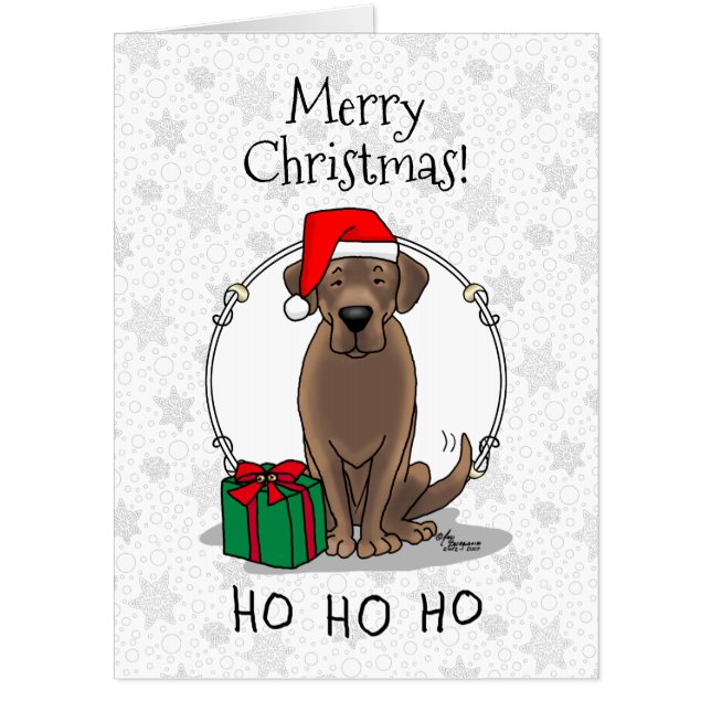 Christmas Santa Chocolate Labrador Retriever Funny Card (Front)