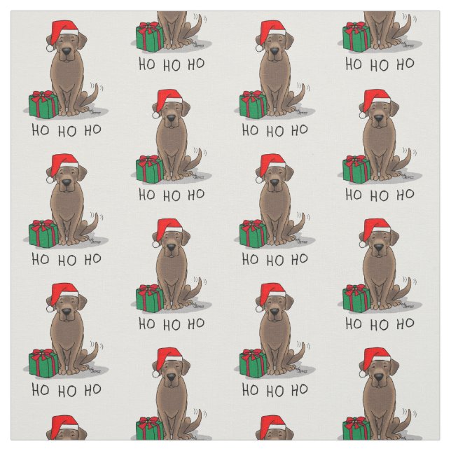 Christmas Santa Chocolate Labrador Retriever Funny Fabric (Swatch)