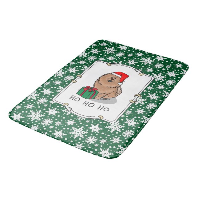 Christmas Santa Chow Chow Dog (cinnamon) Cute Bath Mat (Angled)